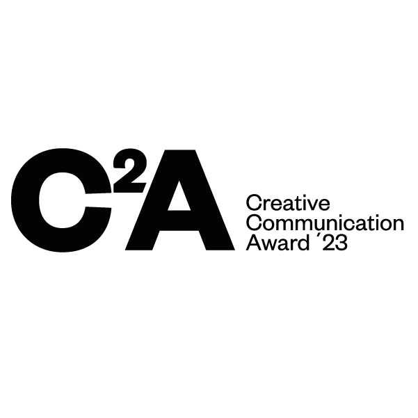 Logo des Creative Communication Award ’23 mit großer C²A-Schriftmarke auf transparentem Hintergrund.