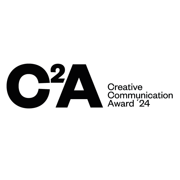 Logo des Creative Communication Award ’23 mit großer C²A-Schriftmarke auf transparentem Hintergrund.