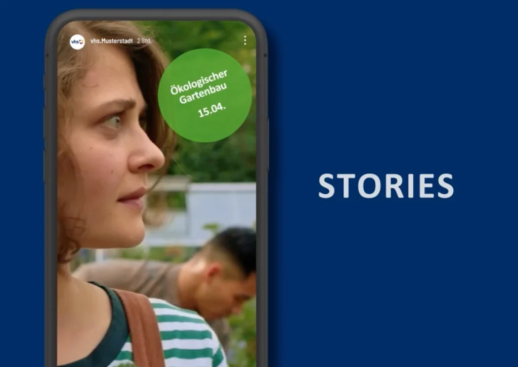 Ansicht einer Story für Social Media vom Deutscher Volkshochschulverband, die von den Volkshochschulen genutzt werden können.