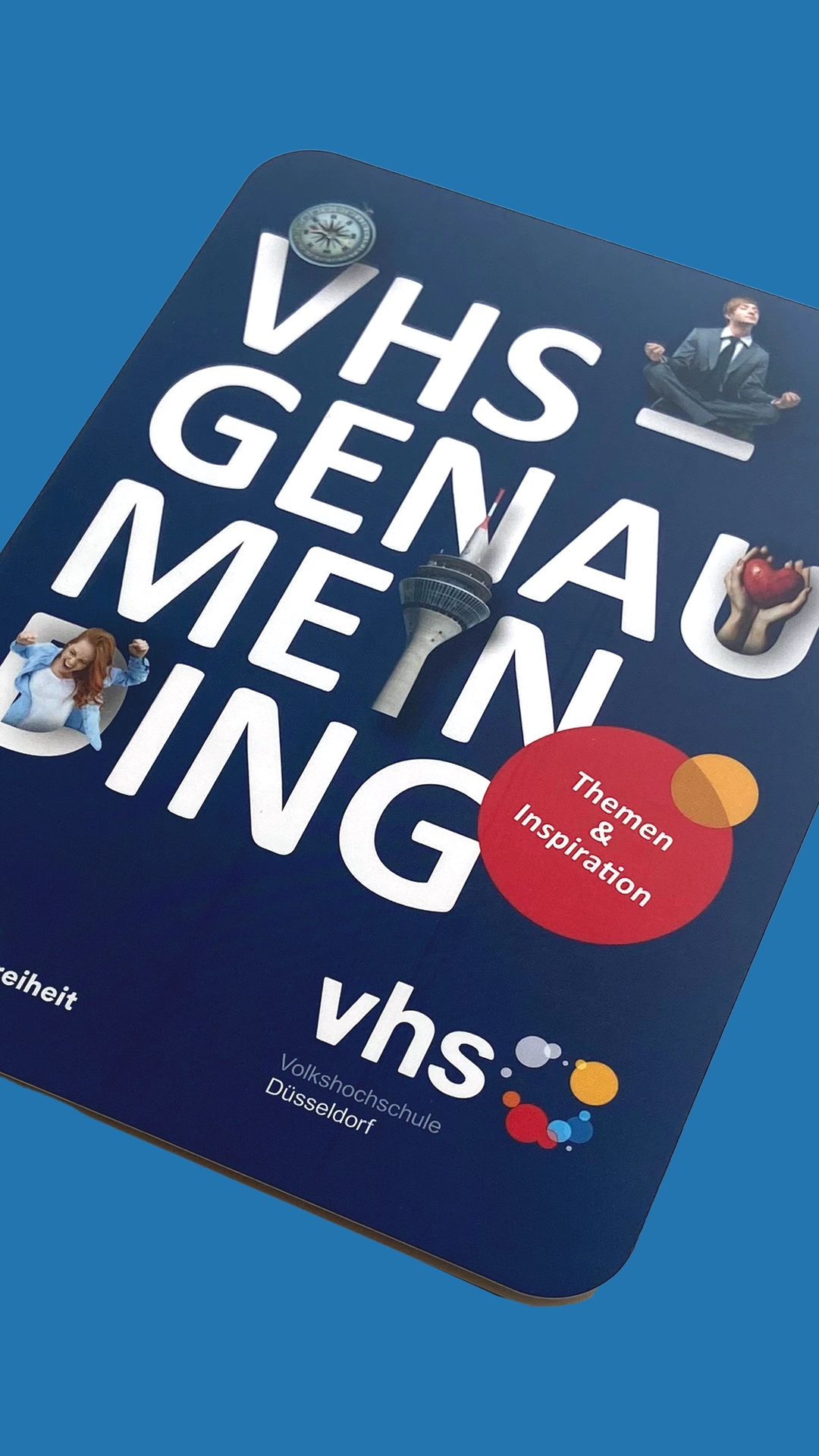 Programmübersicht der Volkshochschule Düsseldorf entwickelt von R211-Agentur, Kampagne "vhs – genau mein Ding"