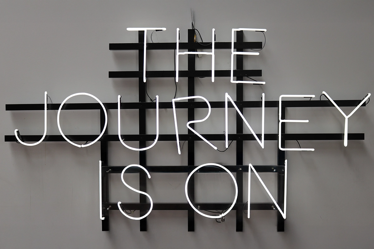 Shot of a workshop element titled 'The Journey is on', where a user journey is visualized.
