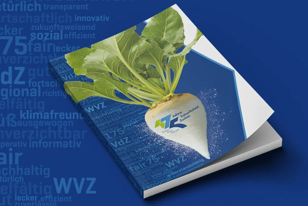 View of the anniversary publication's front page for the Association of the Sugar Industry (Verband Wirtschaftliche Vereinigung Zucker e. V.).